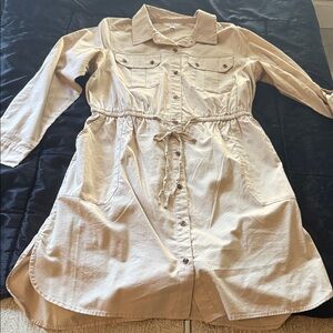 Time and Tru Beige Midi Dress with Button Front